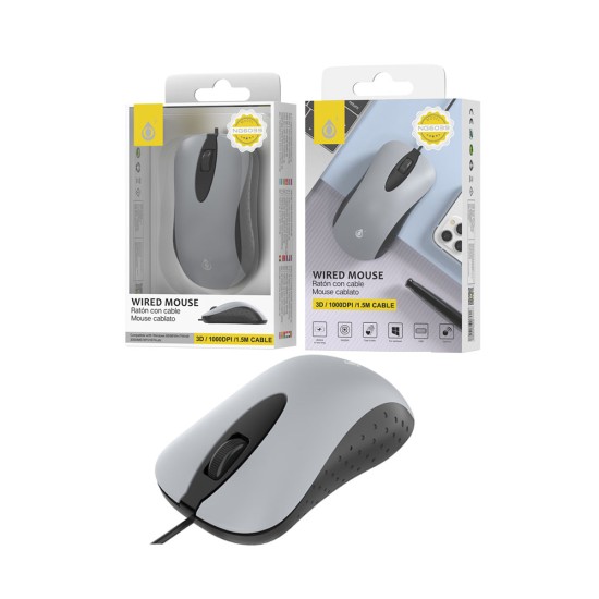 ONEPLUS NECKE WIRED MOUSE NG6039 GR 3 BUTTONS OPTICAL USB 1.5M GRAY